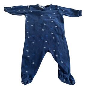 Petite Bateau boys navy star print drop crotch cotton footsie size 3 months